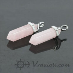 Natural Pink quartz point pendant
