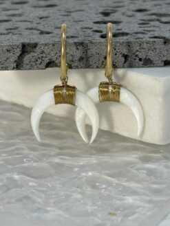 Σκουλαρίκια mother of pearl σε σχήμα ημισέληνο